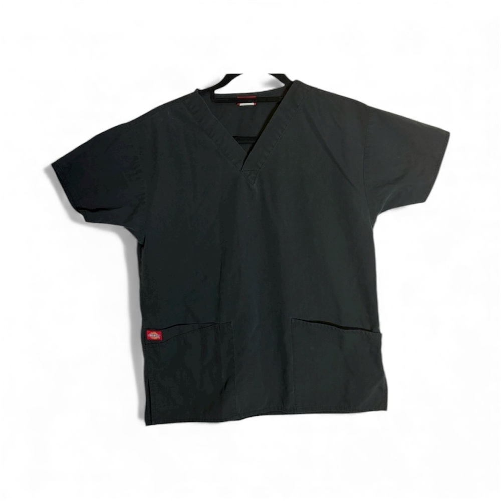 DICKIES Industrial Strength Unisex V-Neck Scrub Top Poly/Cotton Black XS